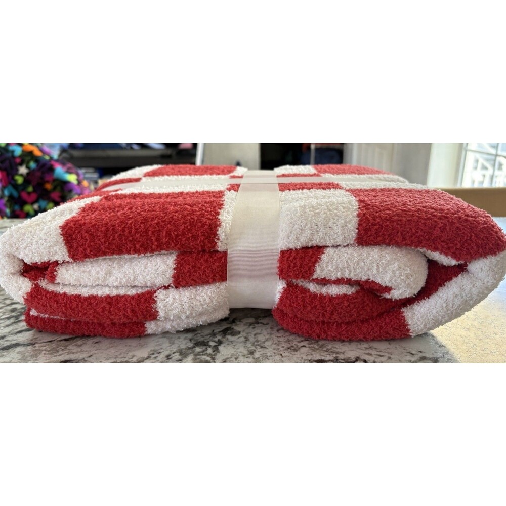 Checkered Blanket, Ultra Soft Red & White Checkered Throw Blanket, Valentines - Picture 4 of 4